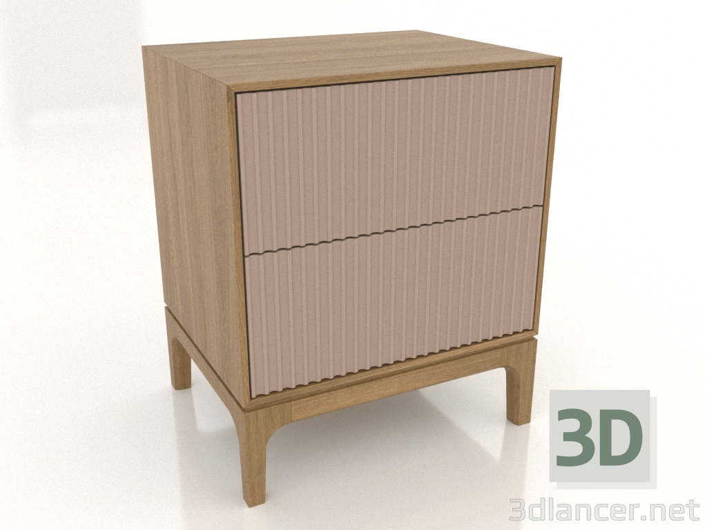 3d model Mesita de noche FARGO 2 cajones con frontales fresados (beige, roble natural, opción 1) - vista previa