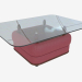 3d model Coffee table with leather upholstery and glass top - preview