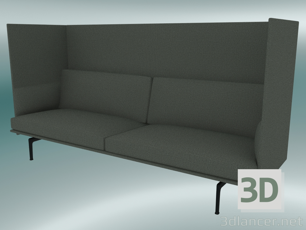 3d model Sofá triple con contorno de respaldo alto (Fiord 961, negro) - vista previa