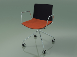 Silla 0457 (4 ruedas, con reposabrazos, con cojín de asiento, polipropileno PO00109)