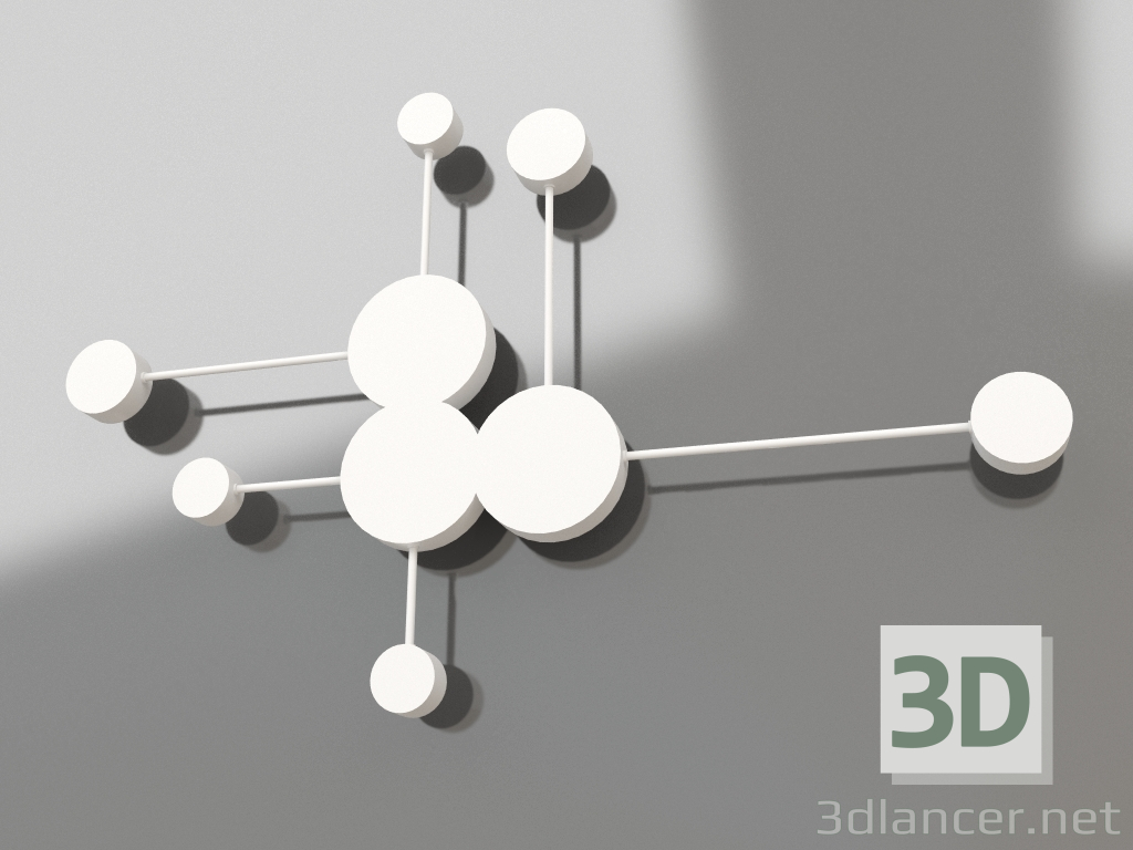 3D Modell Wandleuchte Tannen weiß (2206.01) - Vorschau