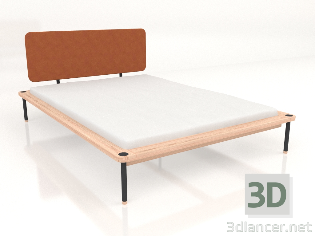 Modelo 3d Cama de casal Fina com cabeceira de couro 140X200 - preview