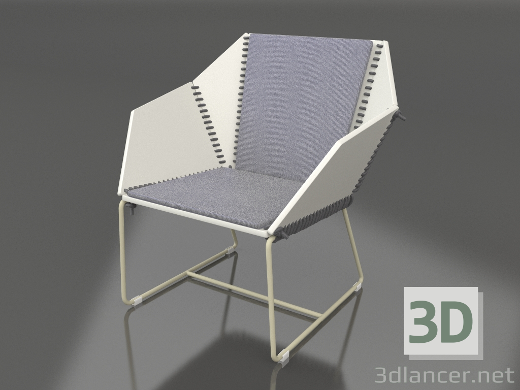 modèle 3D Fauteuil club (Or) - preview