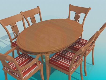 modèle 3D Table et chaises inclus - preview