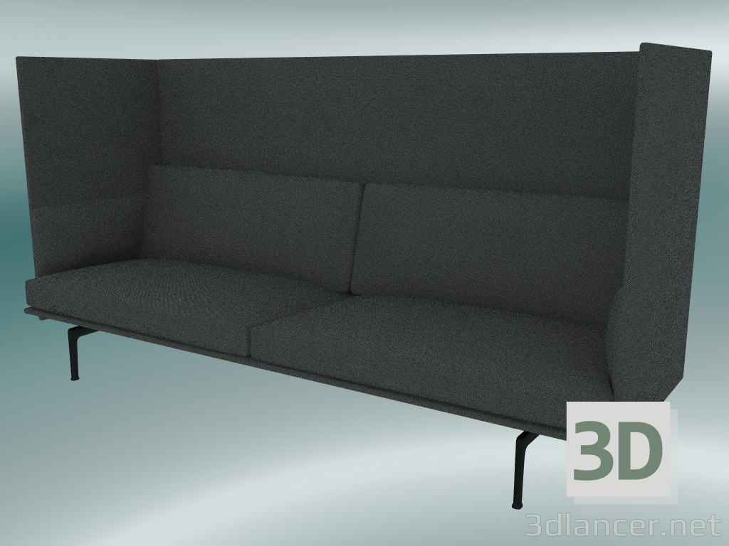 3d model Sofá triple con contorno de respaldo alto (Hallingdal 166, negro) - vista previa