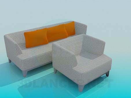 3D Modell Sofa und Sessel set - Vorschau