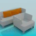 3d model Conjunto de sofá y silla - vista previa