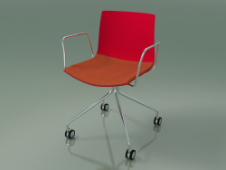 Silla 0457 (4 ruedas, con reposabrazos, con una almohada en el asiento, polipropileno PO00104)