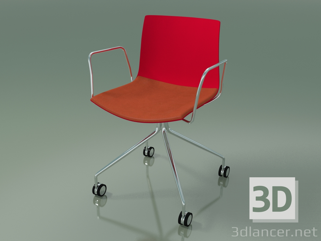 modello 3D Sedia 0457 (4 ruote, con braccioli, con cuscino sul sedile, polipropilene PO00104) - anteprima