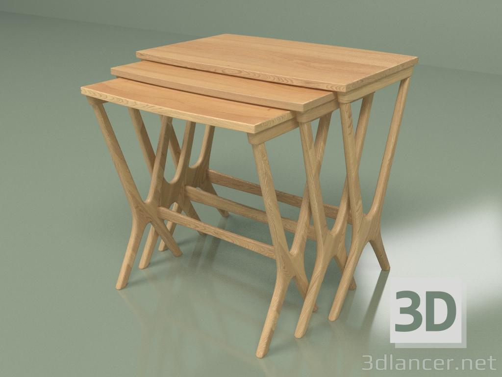 modèle 3D Ensemble table basse gigogne - preview