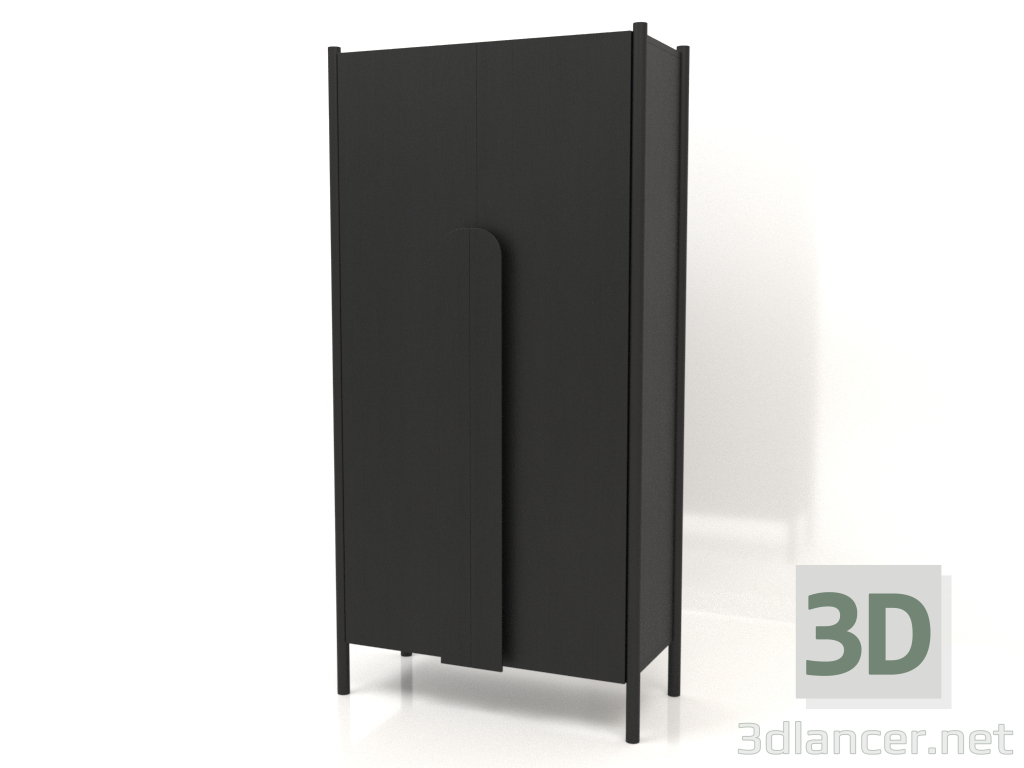 3d model Wardrobe with long handles W 01 (1000x450x2000, wood black) - preview