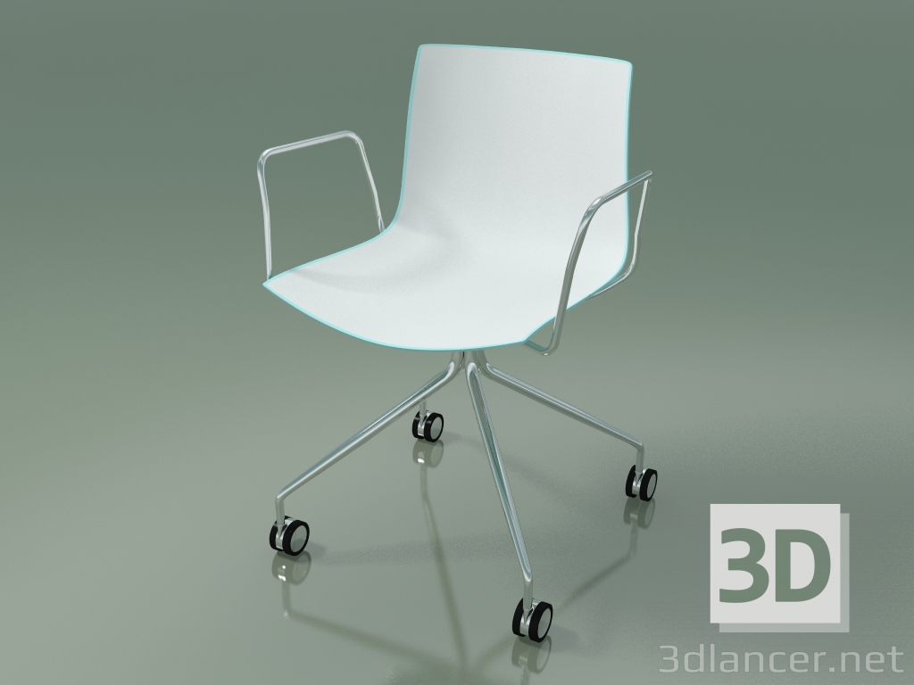 3d model Chair 0273 (4 castors, with armrests, two-tone polypropylene) - preview