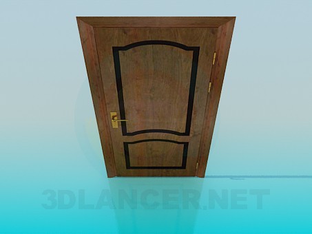 3d model Wooden door with a single handle - preview