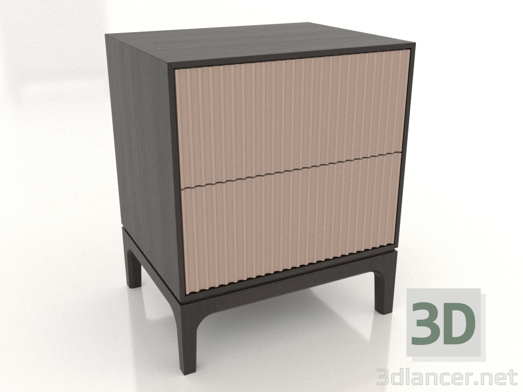 modèle 3D Table de chevet FARGO 2 tiroirs avec façades fraisées (beige, chêne wengé, option 1) - preview modèle 3D Table de chevet FARGO 2 tiroirs avec façades fraisées (beige, chêne wengé, option 1) - preview
