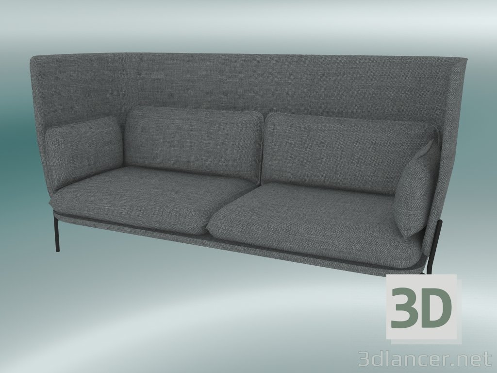 3d model Sofá Sofá (LN7, 90x232 H 115cm, Patas negras cálidas, Hot Madison 724) - vista previa