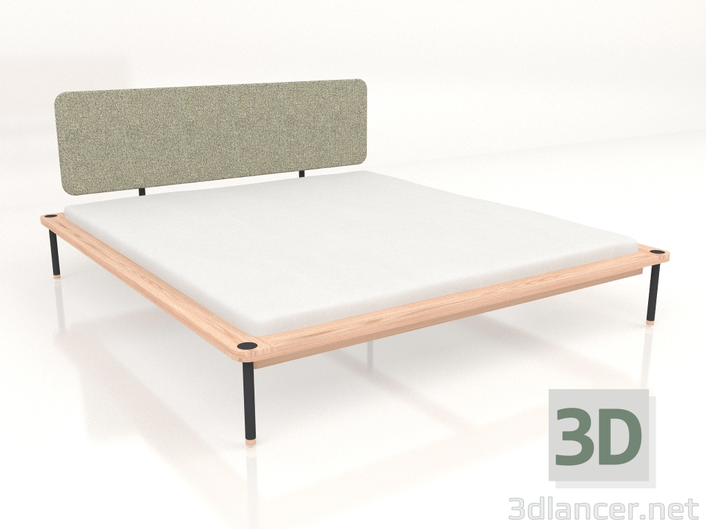 modello 3D Letto matrimoniale Fina con testiera in tessuto 180X200 - anteprima