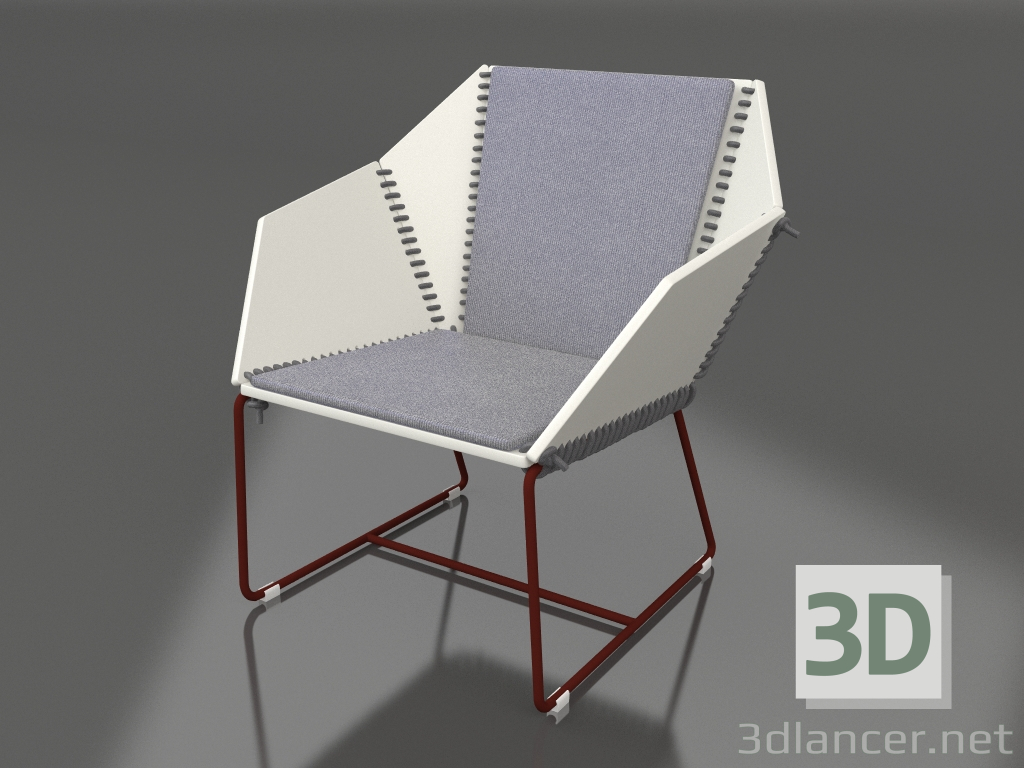 modèle 3D Fauteuil club (Rouge vin) - preview