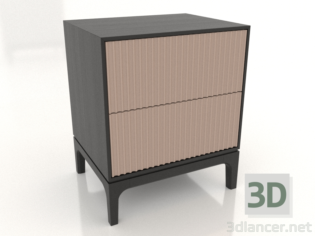 Modelo 3d Mesa de cabeceira FARGO 2 gavetas com frentes fresadas (bege, carvalho preto, opção 1) - preview