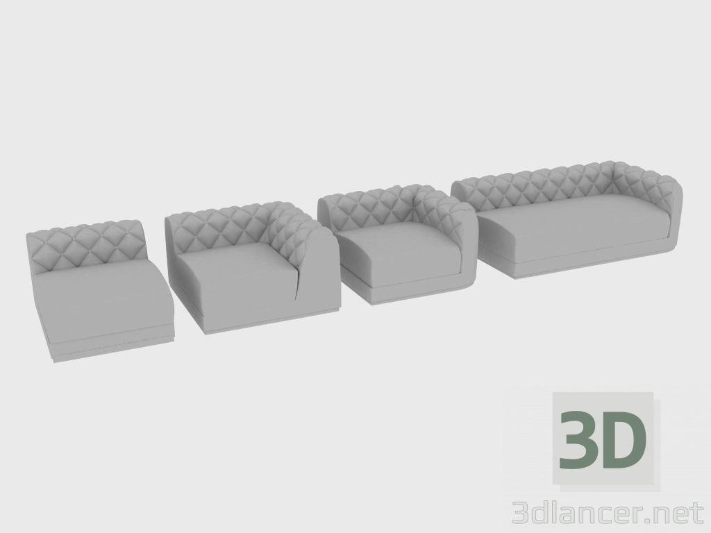 Modelo 3d Elementos de um sofá modular MILTON - preview