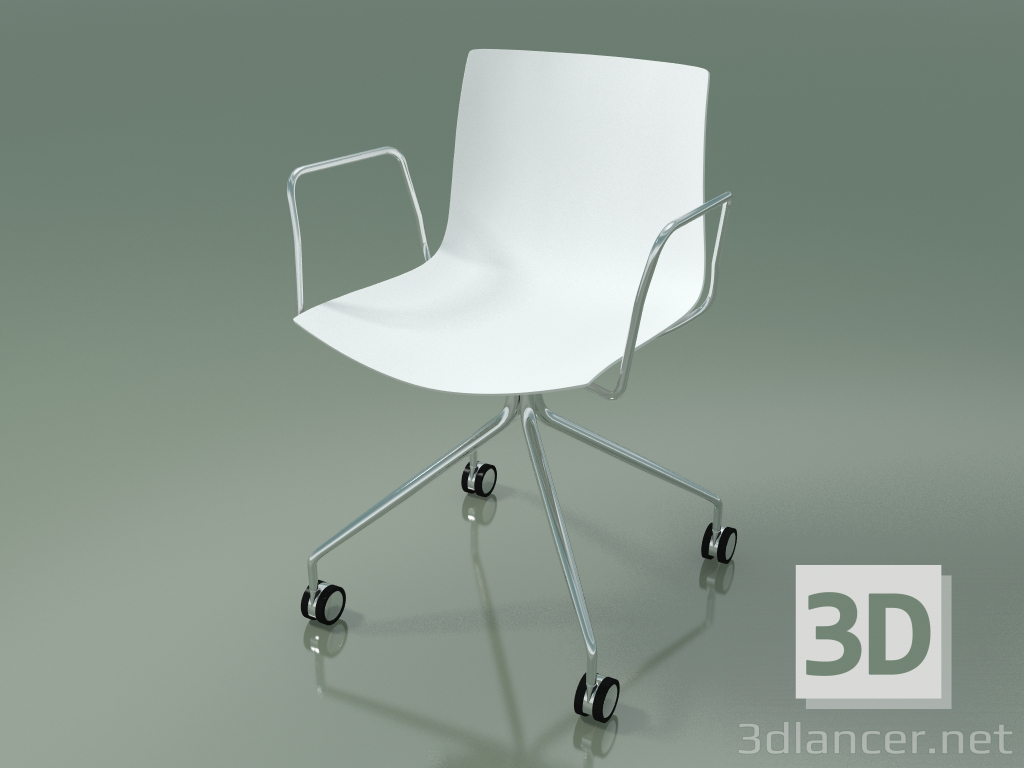 modello 3D Sedia 0273 (4 ruote, con braccioli, polipropilene PO00101) - anteprima