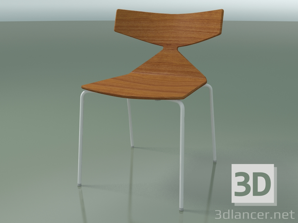 3d model Silla apilable 3701 (4 patas metálicas, efecto teca, V12) - vista previa