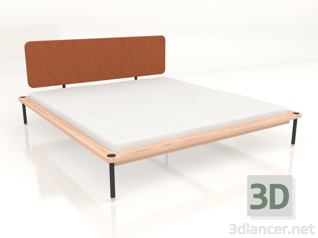 Modelo 3d Cama de casal Fina com cabeceira de couro 180X200 - preview