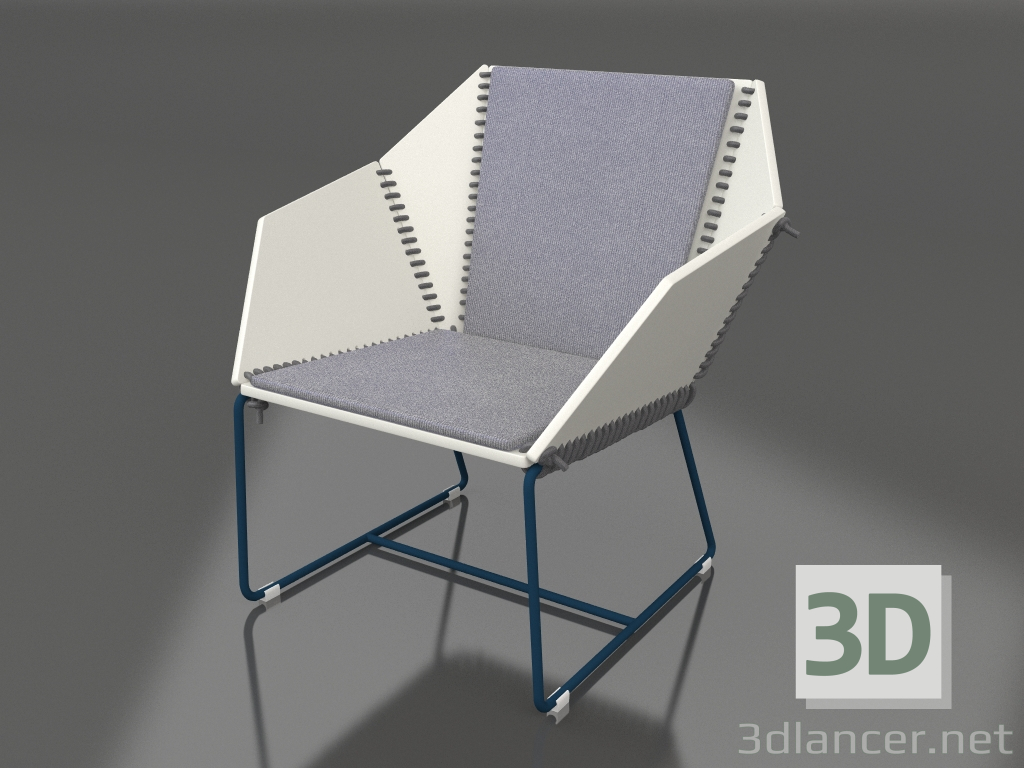 modèle 3D Fauteuil club (Gris bleu) - preview