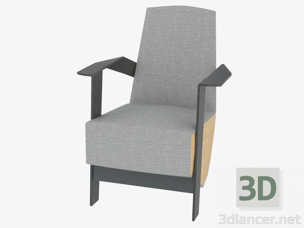 modèle 3D Chaise avec accoudoirs - preview