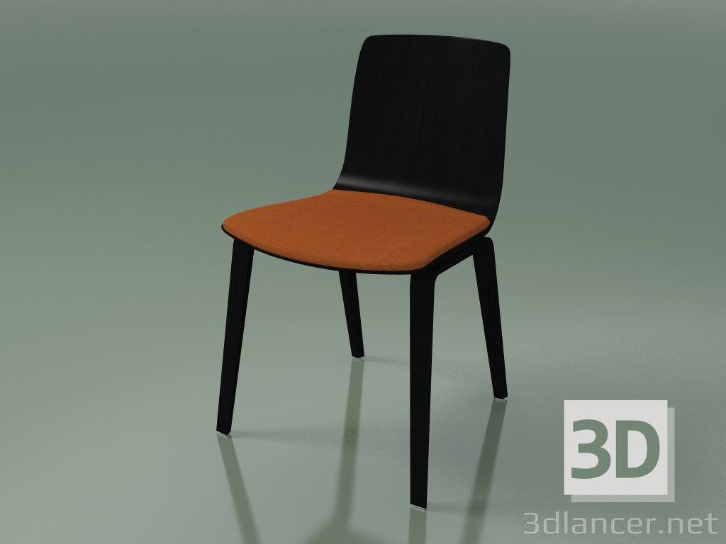 3d model Silla 3978 (4 patas de madera, con una almohada en el asiento, abedul negro) - vista previa