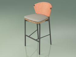 Barhocker 050 (Orange, Metal Smoke, Teak)