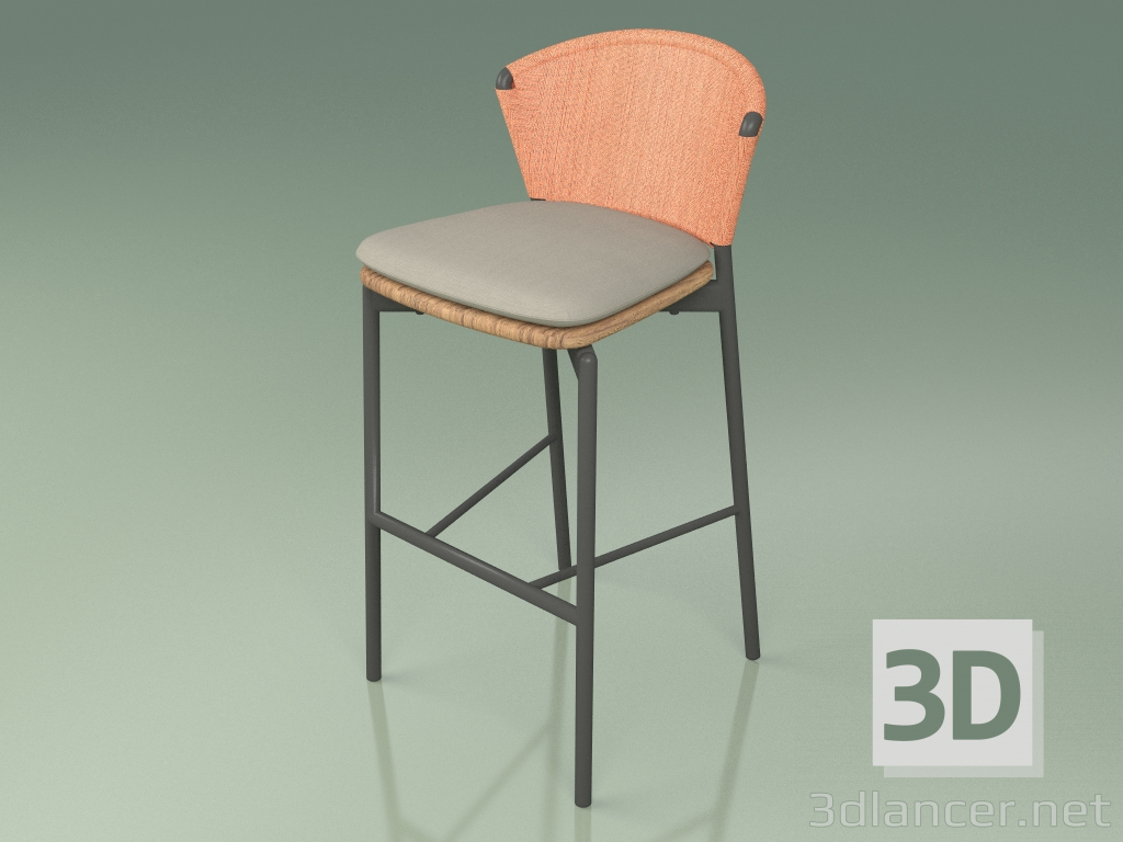 3d model Taburete de bar 050 (Naranja, Metal Ahumado, Teca) - vista previa