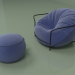 3d model Armchair Uni with pouffe (cornflower) - preview