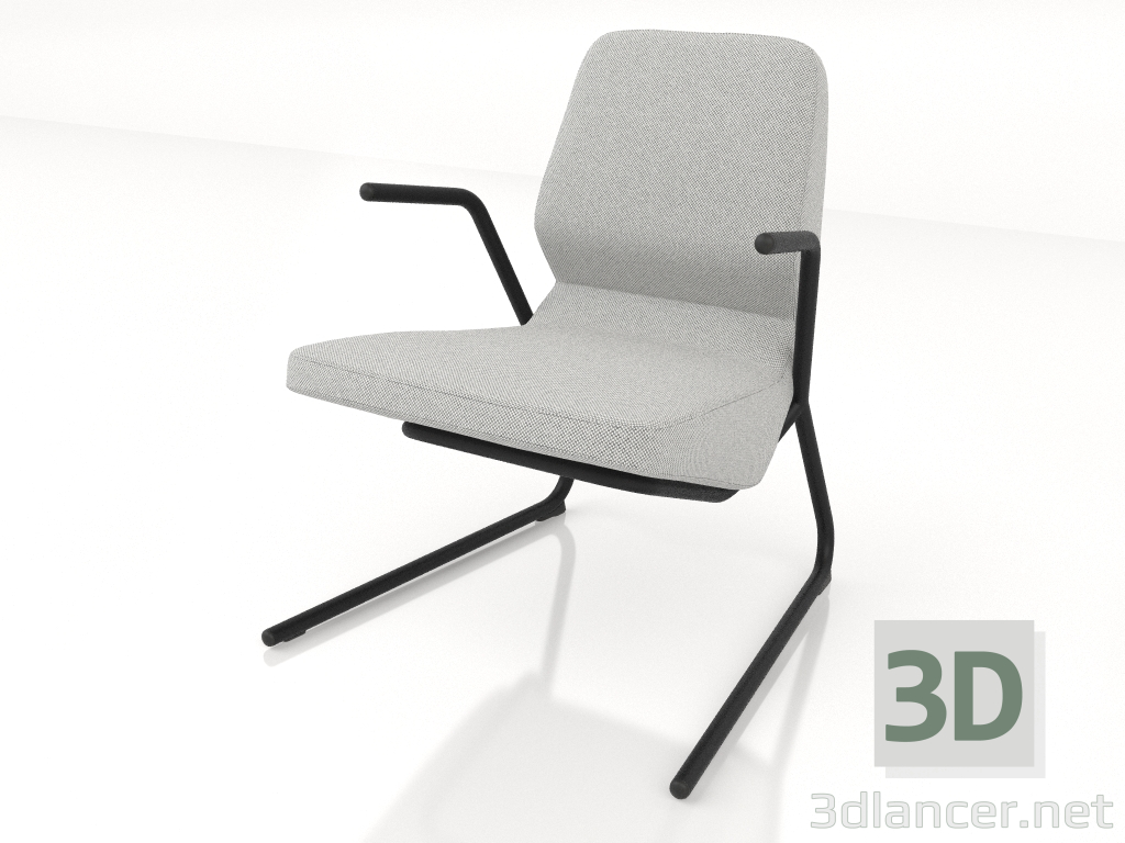 3d model Armchair on cantilever legs D25 mm with armrests - preview