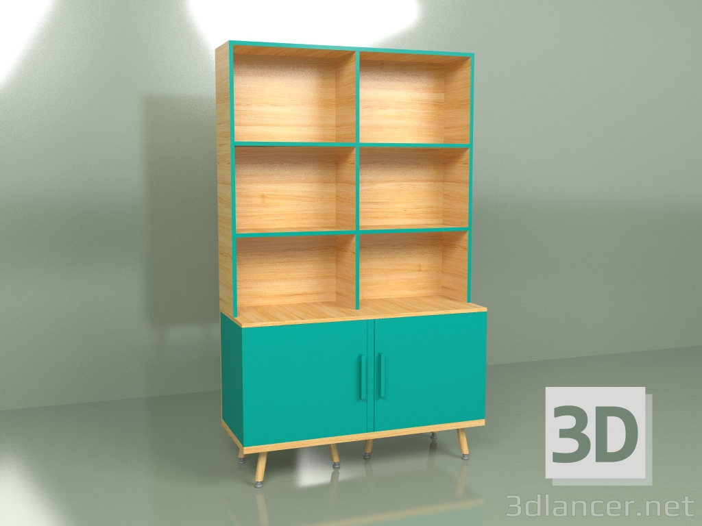 3d model Estantería Woodi (turquesa) - vista previa