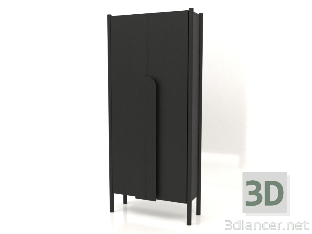 modello 3D Armadio con maniglie lunghe L 01 (800x300x1800, legno nero) - anteprima