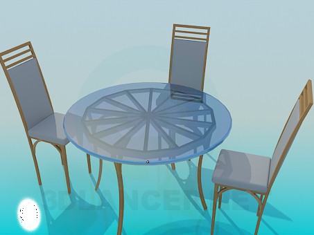 3d model Table and chairs - preview