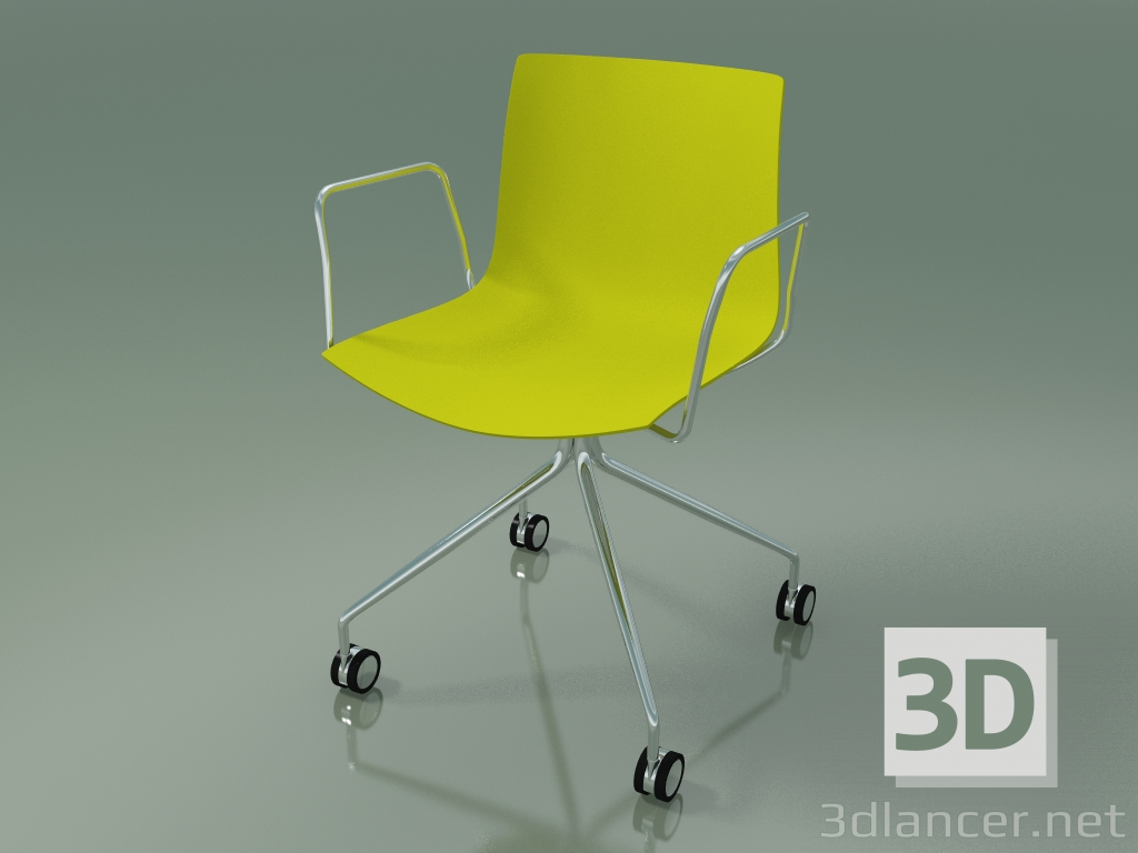 3d model Silla 0273 (4 ruedas, con reposabrazos, polipropileno PO00118) - vista previa