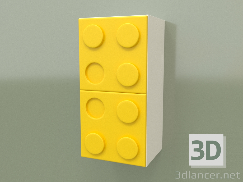 Modelo 3d Prateleira vertical montada na parede (amarelo) - preview