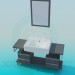 3d model lavabo apoyada en base con cajones - vista previa