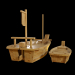 3d Wooden dishes for sushi model buy - render