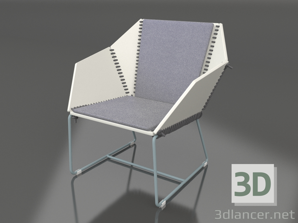 modèle 3D Fauteuil club (Bleu gris) - preview