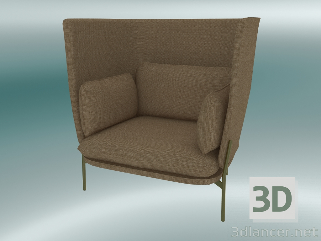 modello 3D Poltrona Cloud (LN5, 90x111 H 120 cm, gambe bronzate, Hot Madison 495) - anteprima