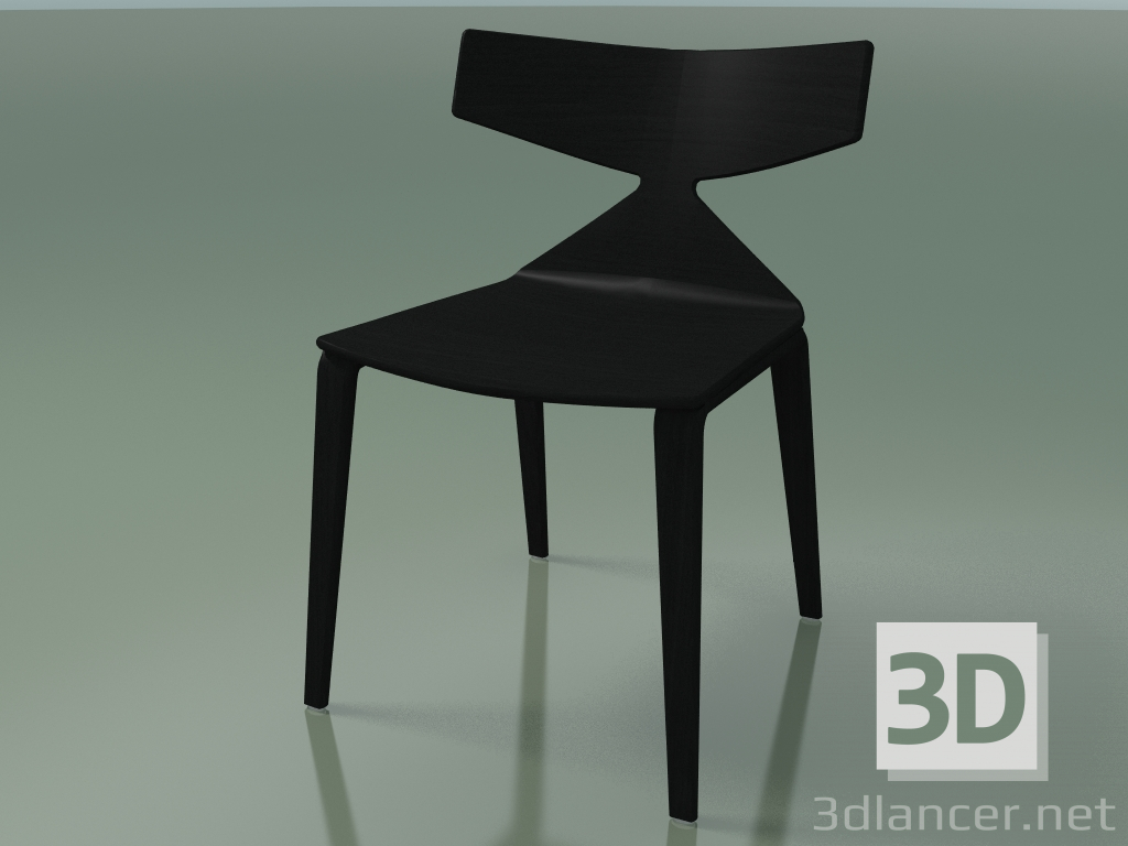 3d model Chair 3700 (4 wooden legs, Black) - preview