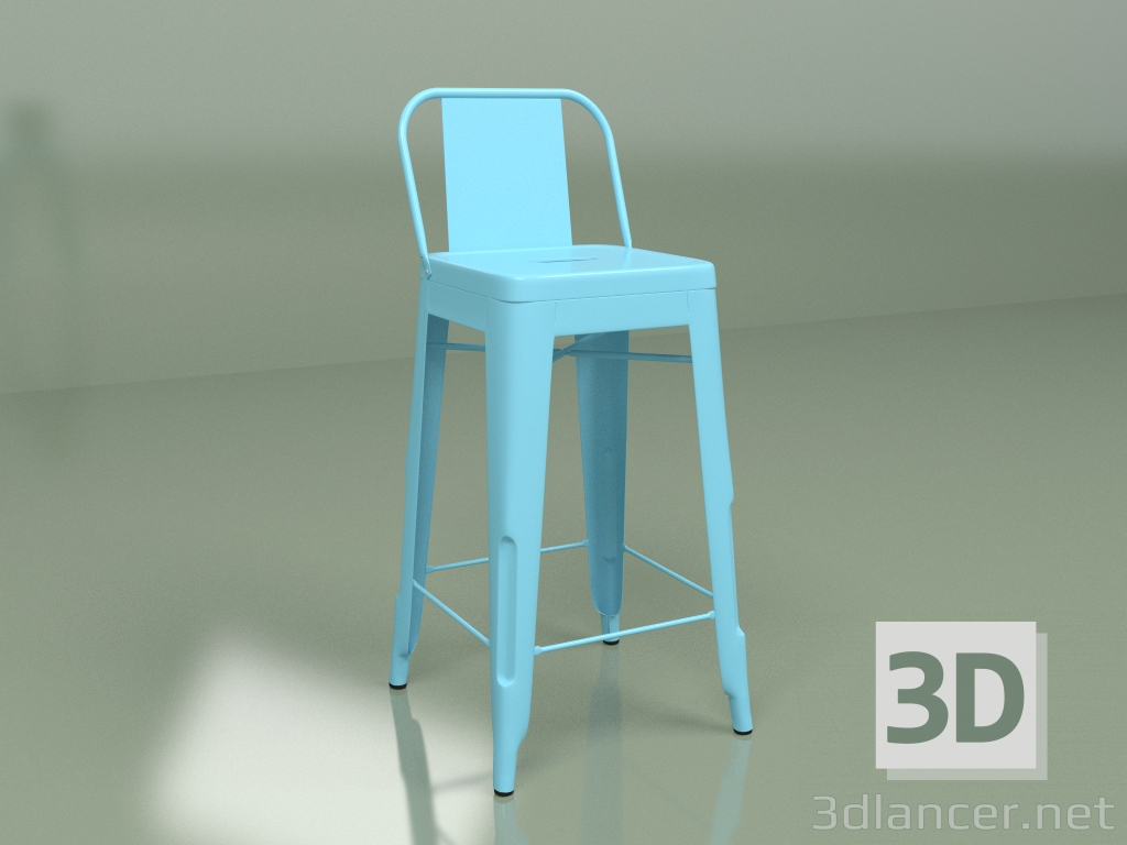 3d model Taburete de bar Marais Color con respaldo (azul claro) - vista previa