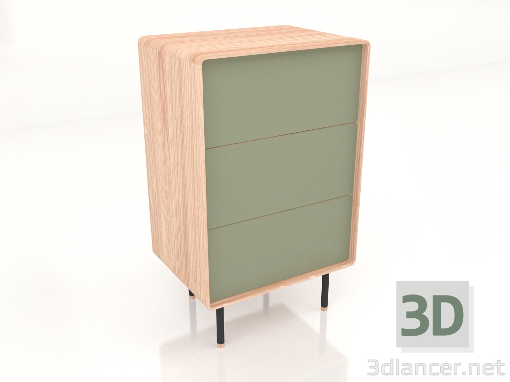 3d model Cajonera Fina 60 (Oliva) - vista previa