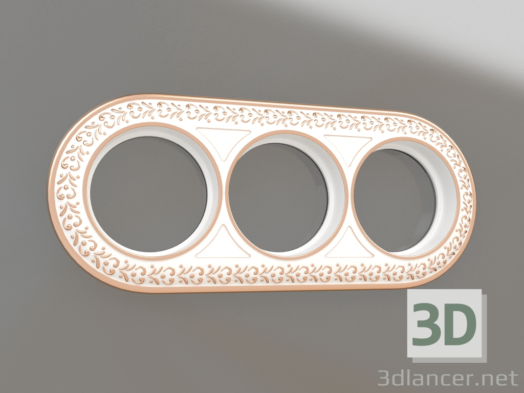 3d model Antik Runda frame for 3 posts (white gold) - preview