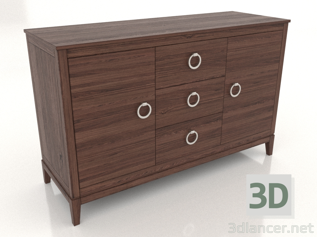 3D Modell Kommode 2 (Walnuss dunkel, Option 3) - Vorschau