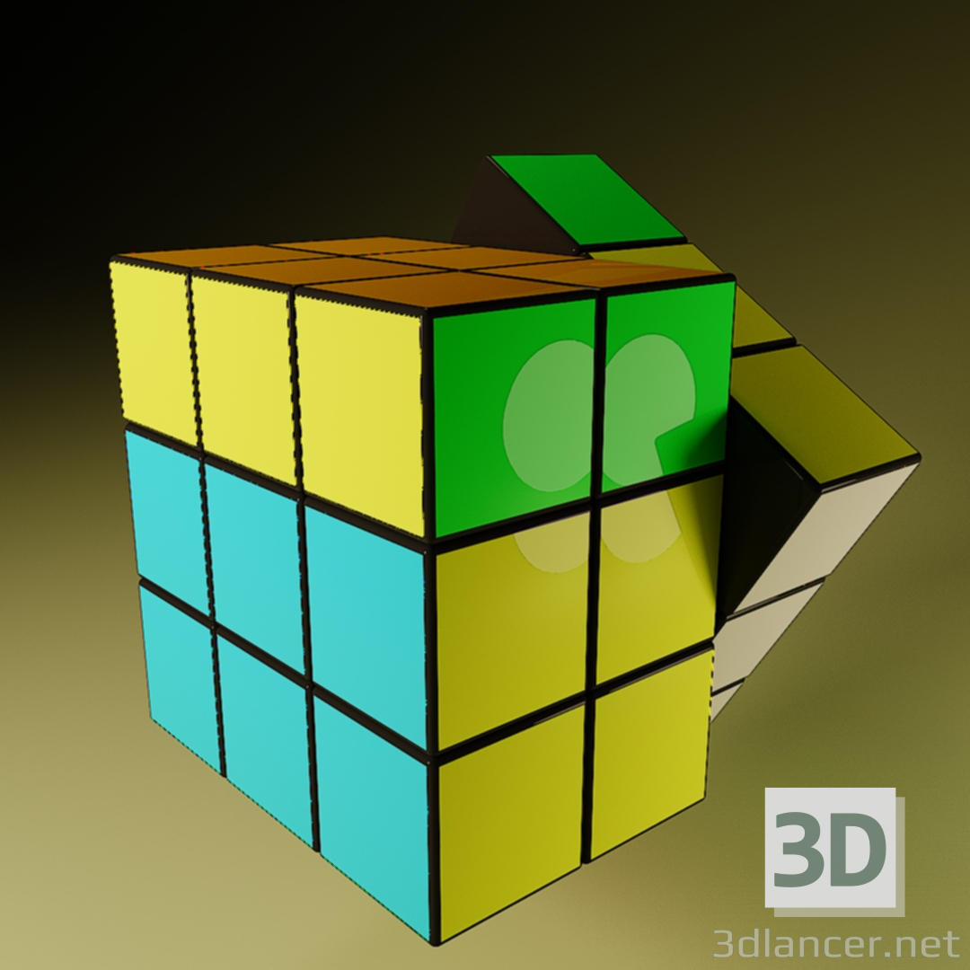 modèle 3D cube de Rubik animé - preview