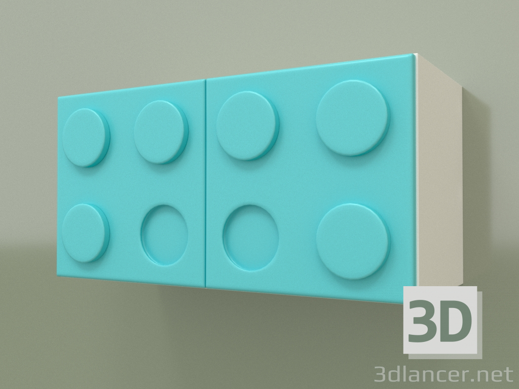 3d model Estante de pared horizontal para niños (Aqua) - vista previa