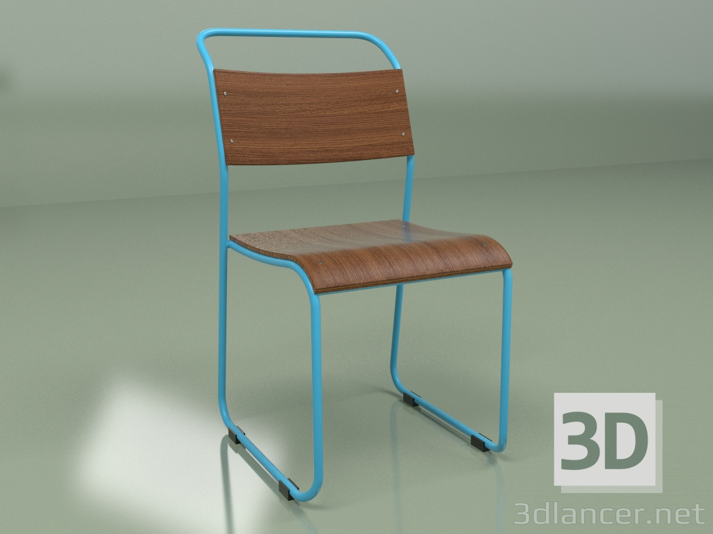 3d model Silla Church (azul mate) - vista previa